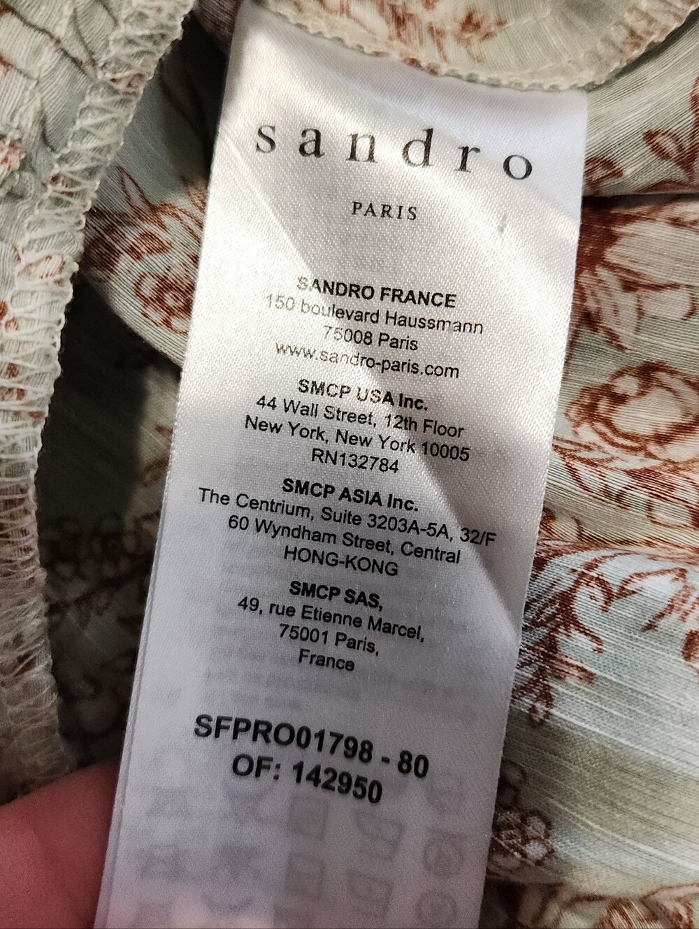 Women's Sandro Green Toscane Floral Dress Claudine Collar Size 34 - Picture 9 of 12